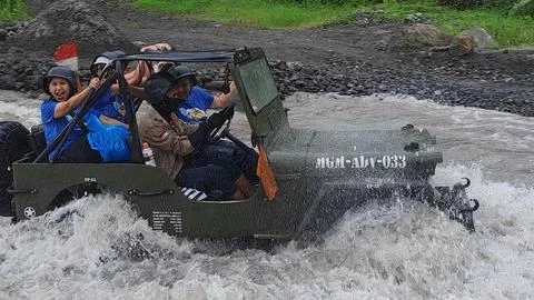 Merapi yogyakarta, central java, indonesia, 01 october 2022, local tourist, t Stock Photos
