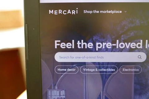 Mercari website on the display of PC, url --Mercari.com Stock Photos