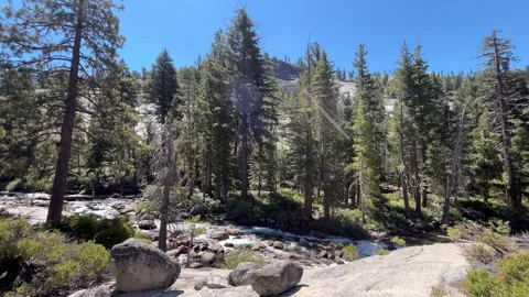 Merced River Above Nevada Fall Yosemite 4K Panorama 库存影片 341169919