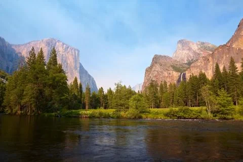 Merced river meadows, yosemite valley, yosemite national park, california, usa Foto stock