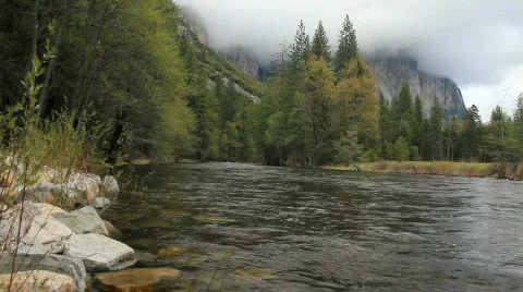 Merced River Pan Stock Footage 756892