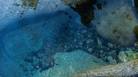 Merced River Pothole with Pebbles and Water Time Lapse Stock Footage 280100378