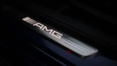 Mercedes AMG logo door sill Stock Footage