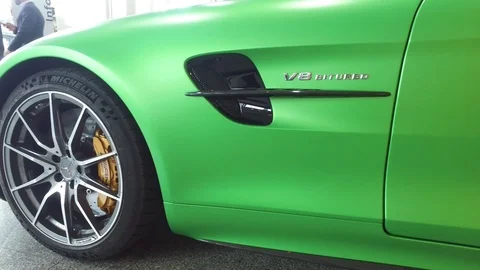 Mercedes Benz AMG GTR GREEN Stock Footage
