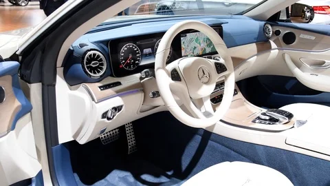 Mercedes-Benz E-Class Cabriolet luxury convertible car interior Stock Footage 87389138