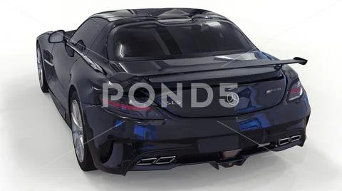 Mercedes-Benz SLS black. Three-dimensional raster illustration. Isolated car on Stock Illustration