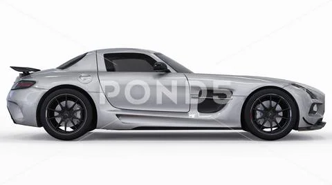 Mercedes-Benz SLS colors gray metallic. Three-dimensional raster illustration Stock Illustration