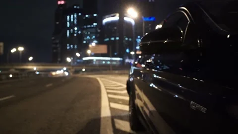 Mercedes in the middle of an empty road. Stock Footage 150106591