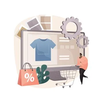 Merch clothing abstract concept vector illustration. Illustrazione stock