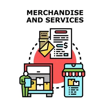 Merchandise and services business process managing distribution Stock Illustration