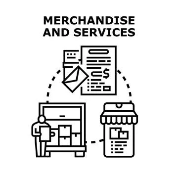 Merchandise and services business process managing distribution Stock Illustration
