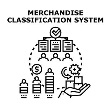 Merchandise classification system creating product hierarchy management Stock Illustration