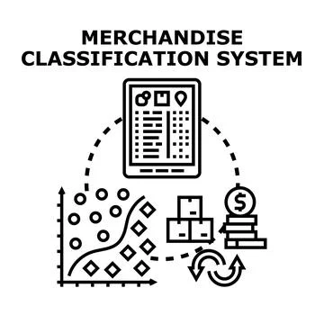 Merchandise classification system for product analysis and sorting 库存插图