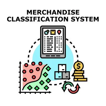 Merchandise classification system for product analysis and sorting Stock Illustration