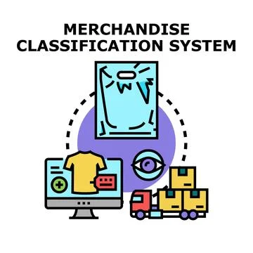 Merchandise classification system for product categorization and analysis Illustrazione stock