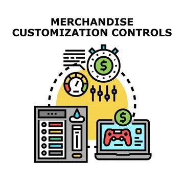 Merchandise customization controls and product personalization process Stock Illustration