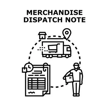 Merchandise dispatch note concept illustrating logistical delivery process Stock Illustration