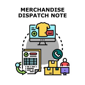 Merchandise dispatch note process delivering goods 库存插图