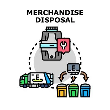Merchandise disposal process, managing product waste Stock Illustration