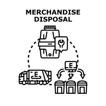 Merchandise disposal process, managing product waste Stock Illustration