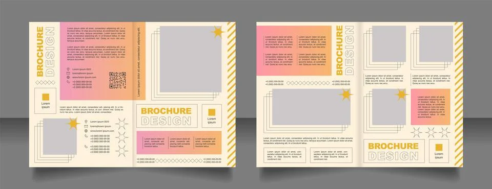 Merchandise gradient bifold brochure template design Stock Illustration
