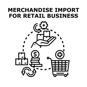 Merchandise import for retail business process cycle Stock Illustration