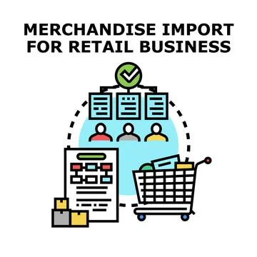 Merchandise import for retail business process planning Stock Illustration
