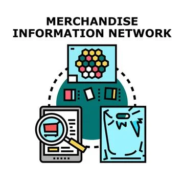 Merchandise information network data analytics concept Stock Illustration