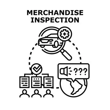 Merchandise inspection concept checking quality and compliance globally Stock Illustration