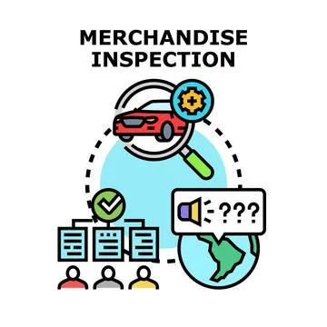 Merchandise inspection concept checking quality and compliance globally Stock Illustration