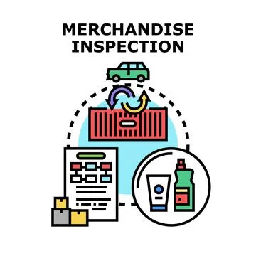 Merchandise inspection process managing quality control checking products イラスト素材