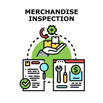 Merchandise inspection process, quality control, and evaluation concept Stock Illustration