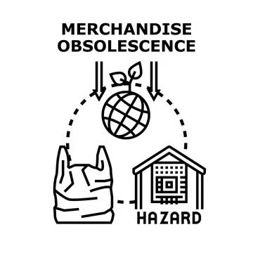 Merchandise obsolescence, driven by consumerism, generates excessive waste li Stock Illustration