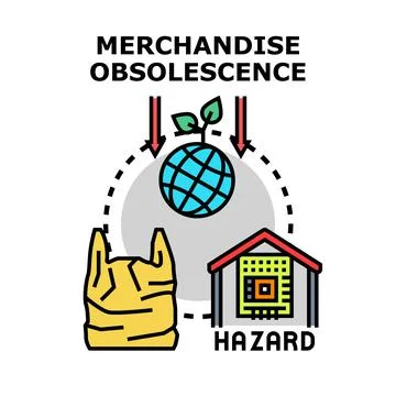 Merchandise obsolescence negatively impacting environment and creating wast.. Stock Illustration