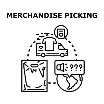Merchandise picking and e commerce order fulfillment journey Stock-Illustration