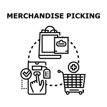 Merchandise picking online shopping e commerce concept Stock Illustration