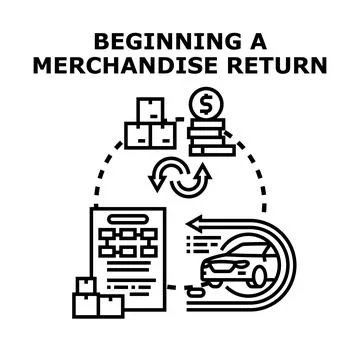 Merchandise return process for product and money exchange Stock Illustration