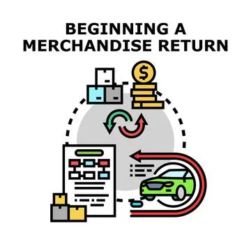 Merchandise return process for product and money exchange Stock Illustration