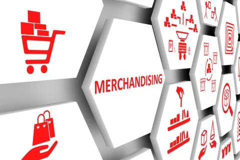 MERCHANDISING concept cell background 3d illustration Stock Illustration