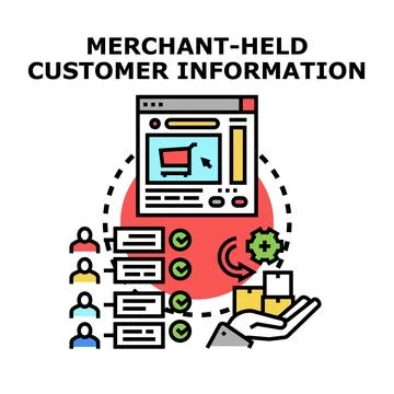 Merchant collecting customer data for online delivery Stock Illustration