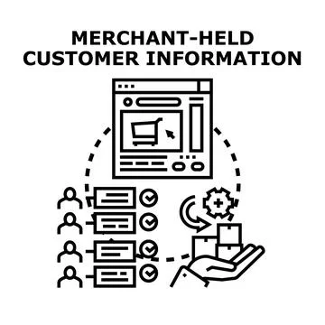 Merchant collecting customer data for online delivery Stock Illustration
