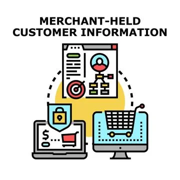 Merchant customers data holding secure information concept Stock Illustration