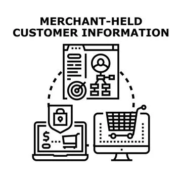 Merchant customers data holding secure information concept Stock Illustration