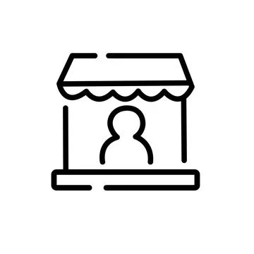 Merchant icon. E-commerce and shopping icon. Simple, flat, outline, black. Stock Illustration