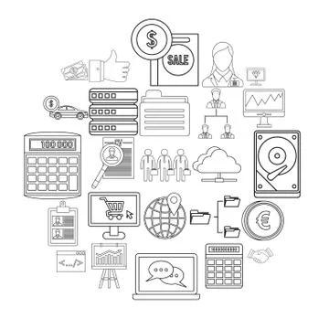 Merchant icons set, simple style Illustrazione stock