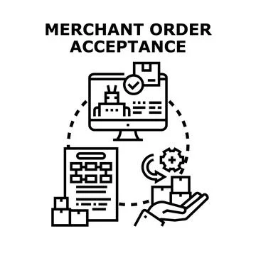 Merchant order acceptance for online e commerce business Stock Illustration