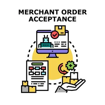 Merchant order acceptance for online e commerce business Stock Illustration