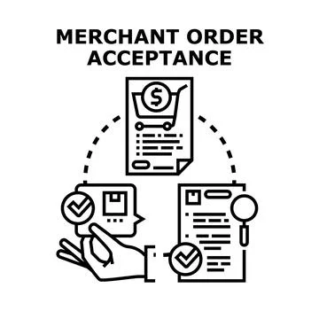 Merchant order acceptance process and payment approval イラスト素材
