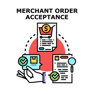 Merchant order acceptance process and payment approval 스톡 일러스트