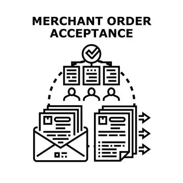 Merchant order acceptance process for business application approval Stock Illustration